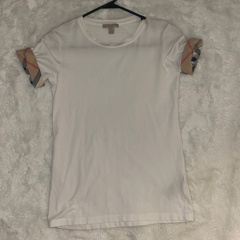 Burberry short sleeve shirt with plaid cuffs